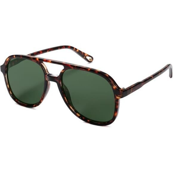 Retro Polarized Aviator Sunglasses Square 70s Vintage UV400 Unisex Shades - Picture 1 of 6
